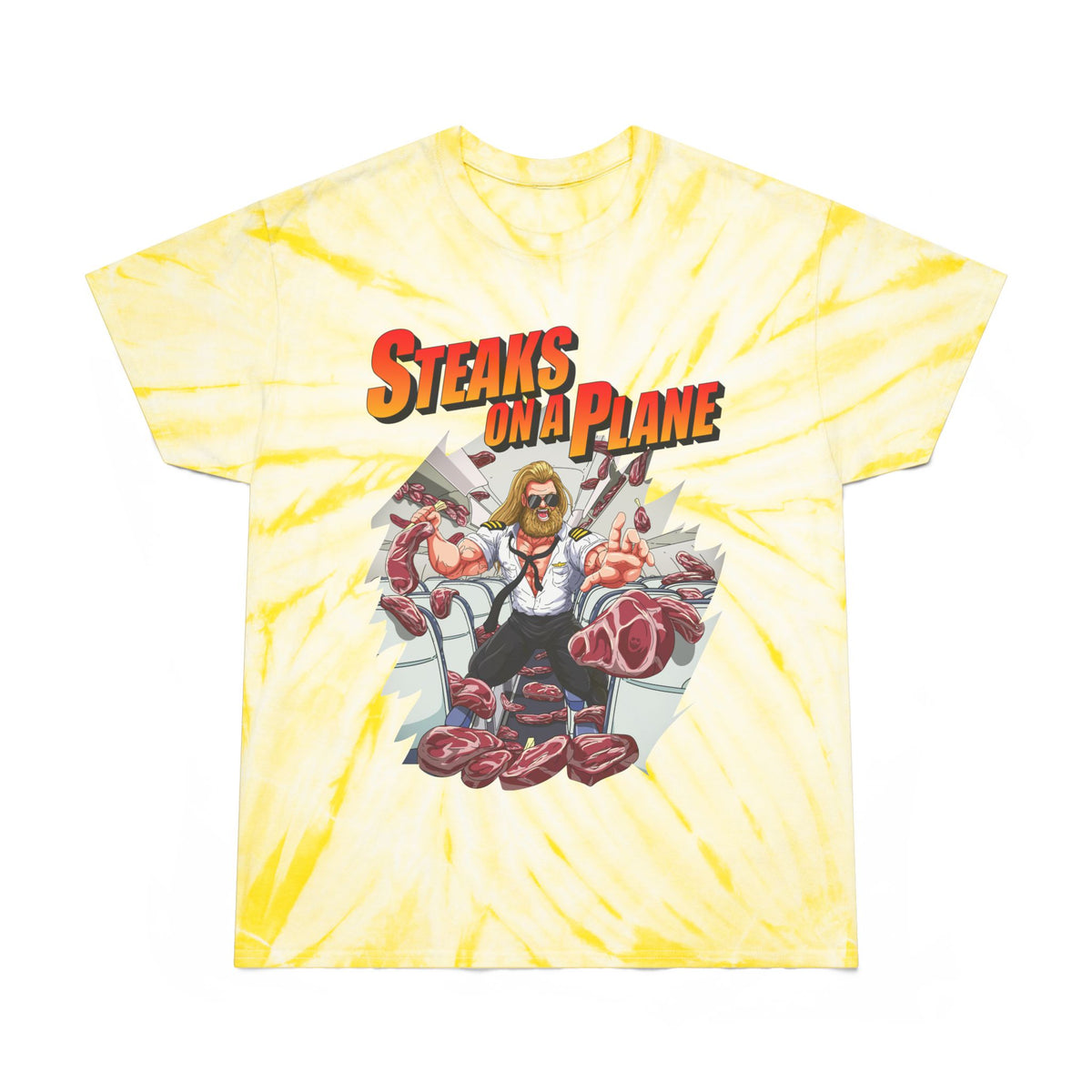 Steaks On a Plane Tie-Dye T-Shirt
