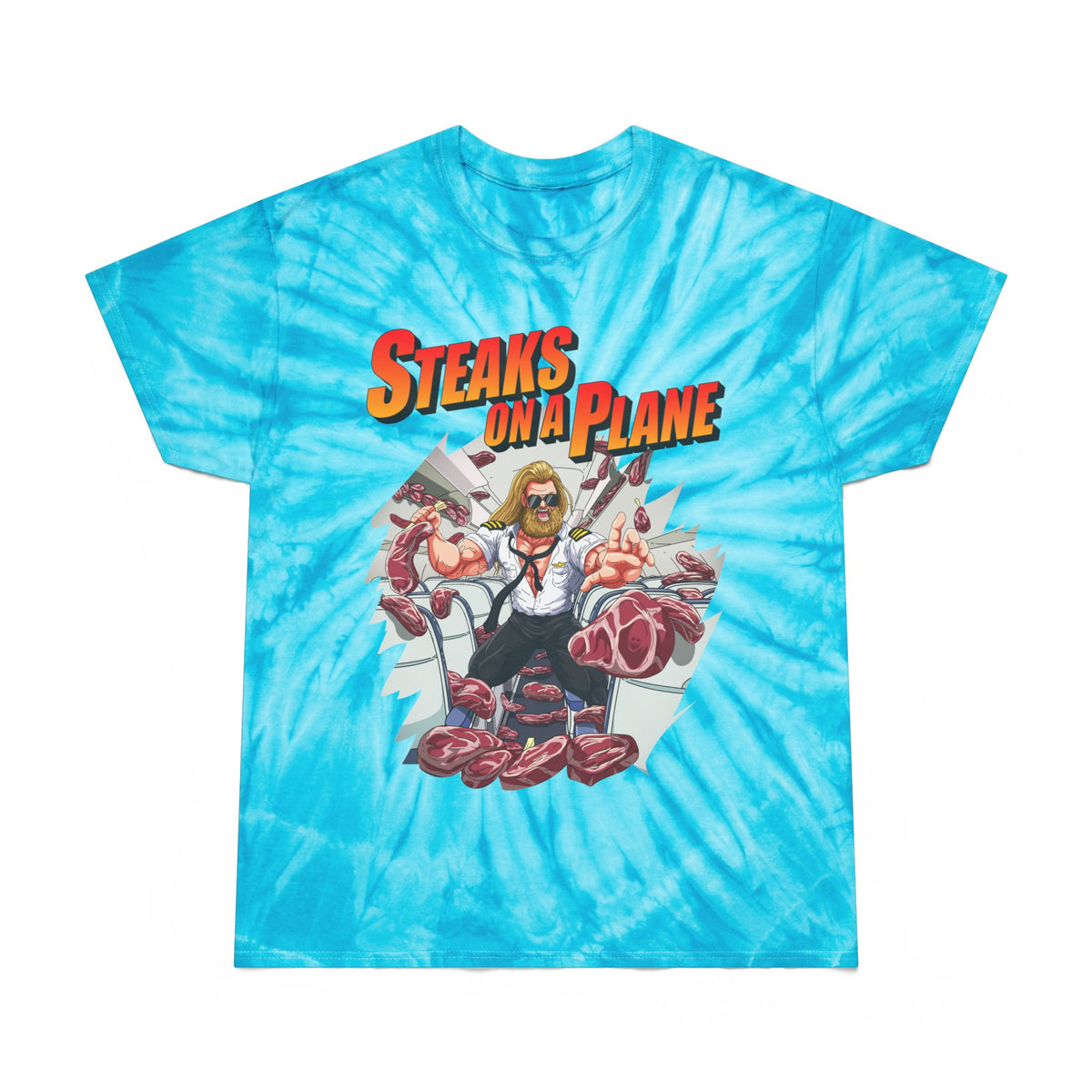 Steaks On a Plane Tie-Dye T-Shirt