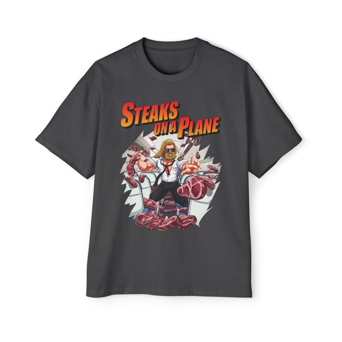 Steaks On a Plane Heavy Oversized Tee