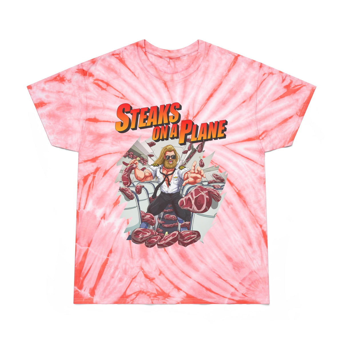 Steaks On a Plane Tie-Dye T-Shirt