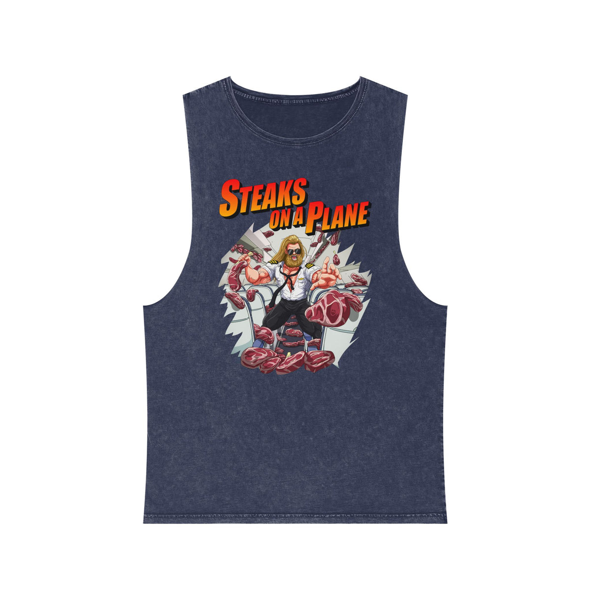 Steaks On a Plane Stonewash Tank Top