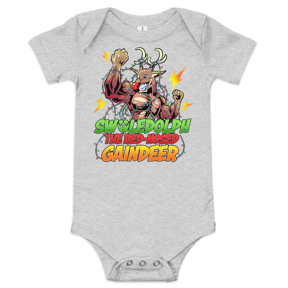 Swoledolph The Red-Nosed Gaindeer Baby Onesie