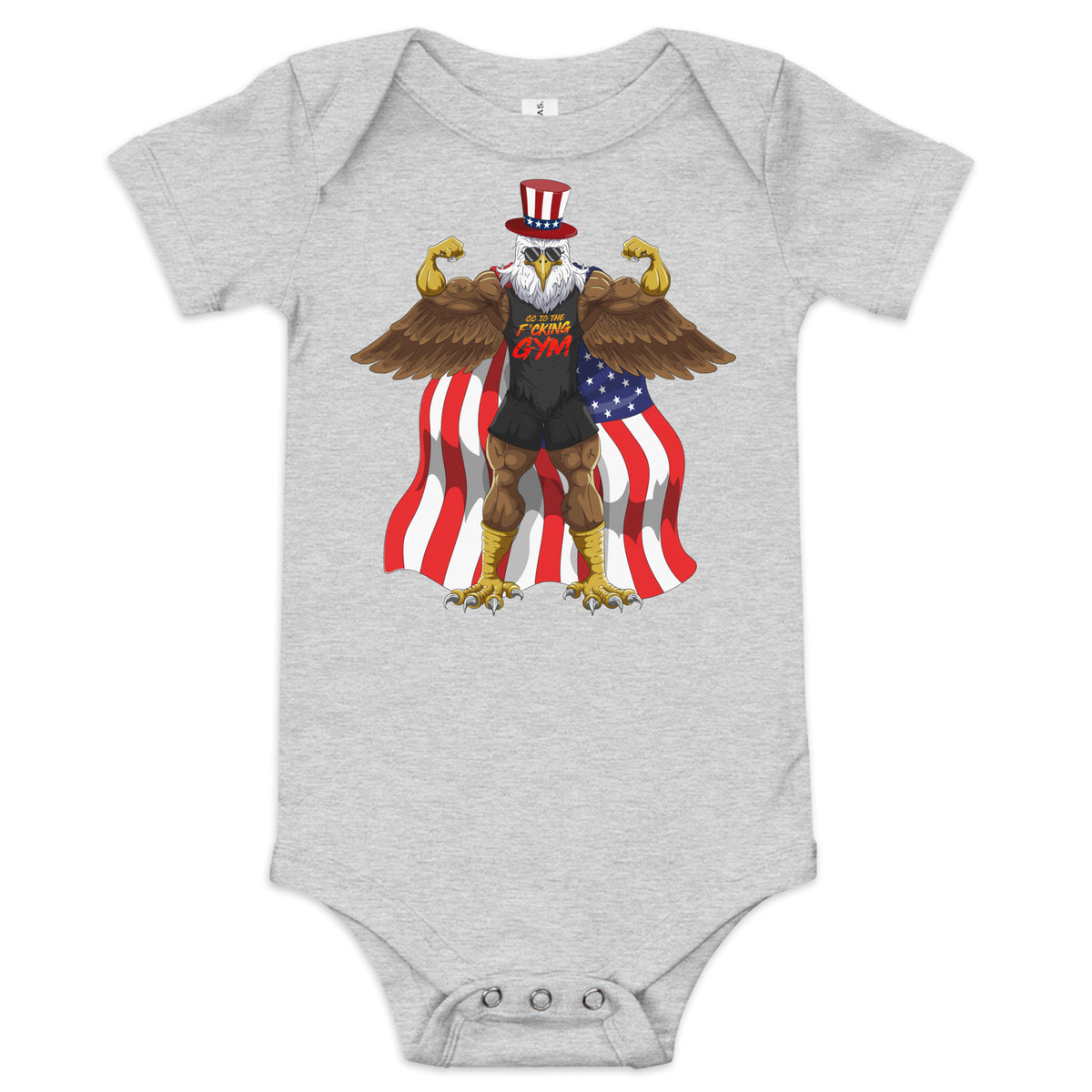 Flexing Bald Eagle Baby Onesie Papa Swolio