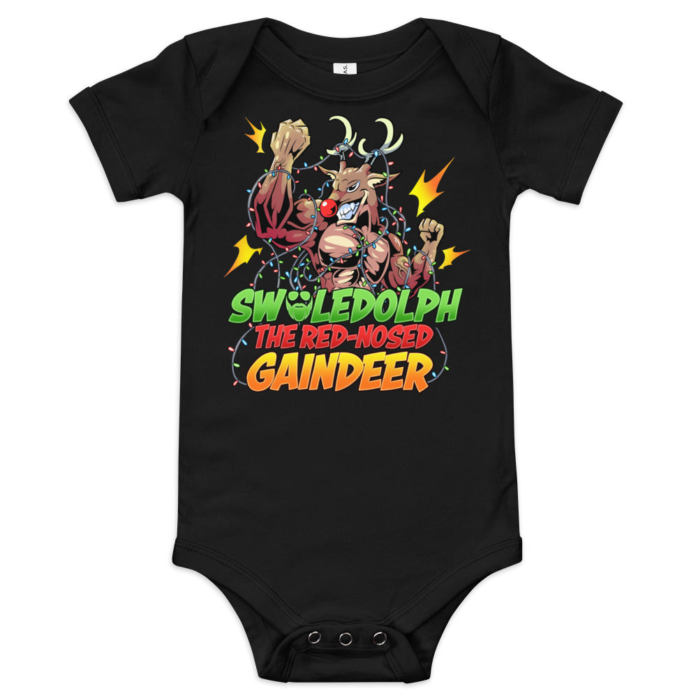 Swoledolph The Red-Nosed Gaindeer Baby Onesie