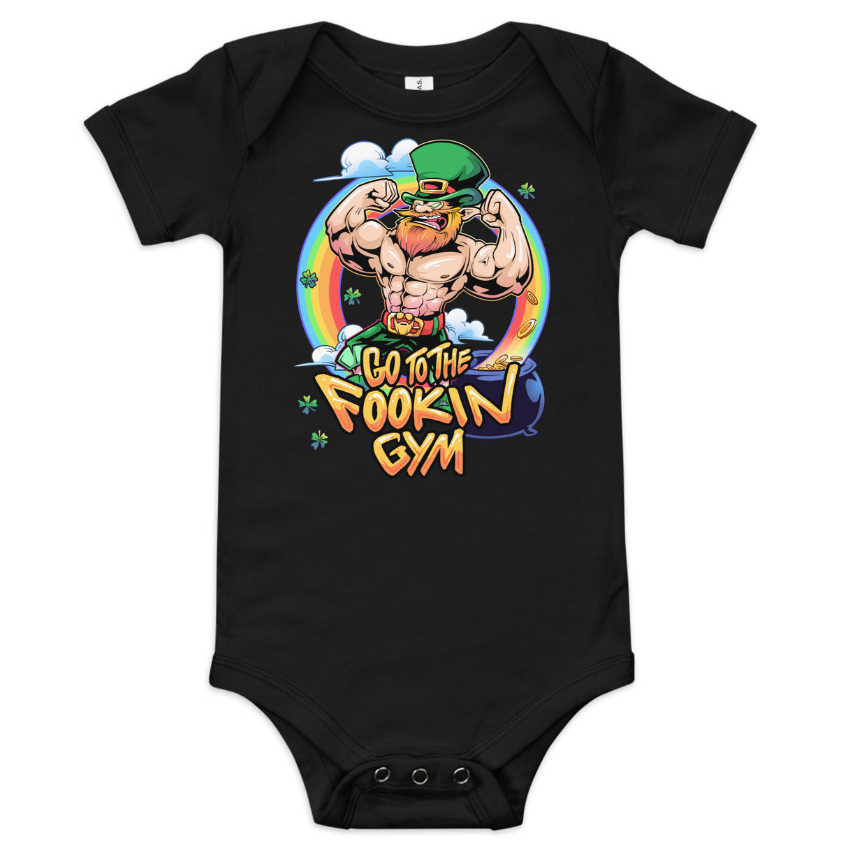 Leprechaun Go To The Fookin Gym Baby Onesie