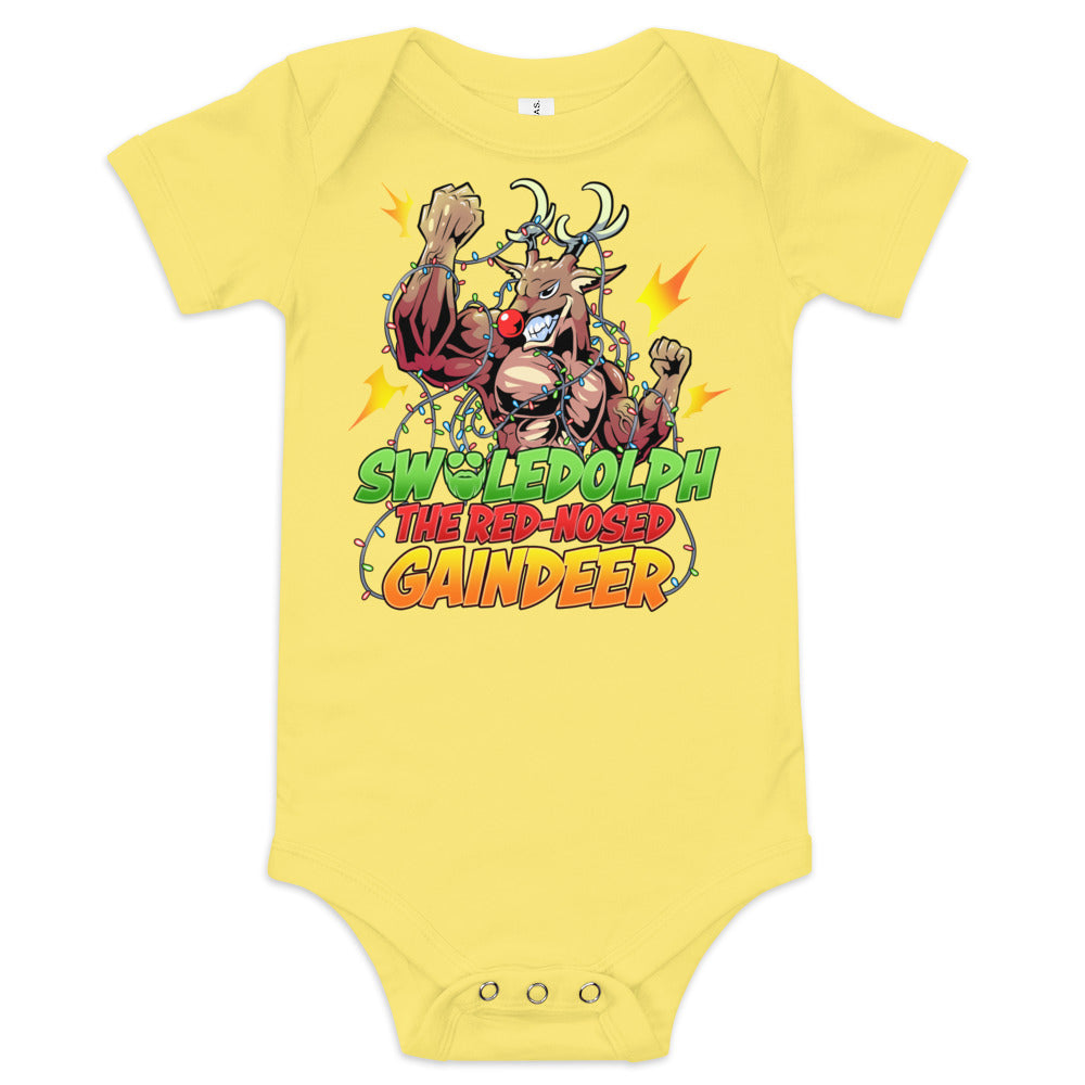 Swoledolph The Red-Nosed Gaindeer Baby Onesie