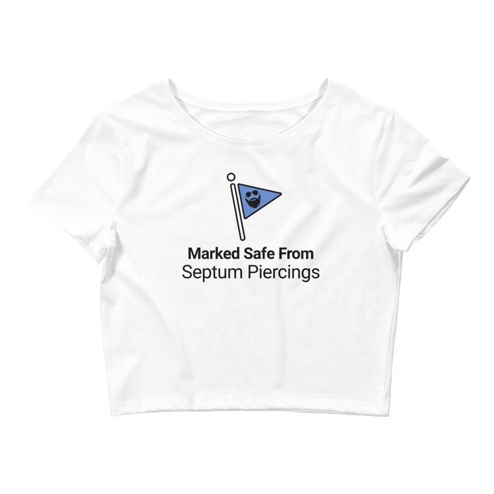 Marked Safe From Septum Piercings Women’s Crop Tee