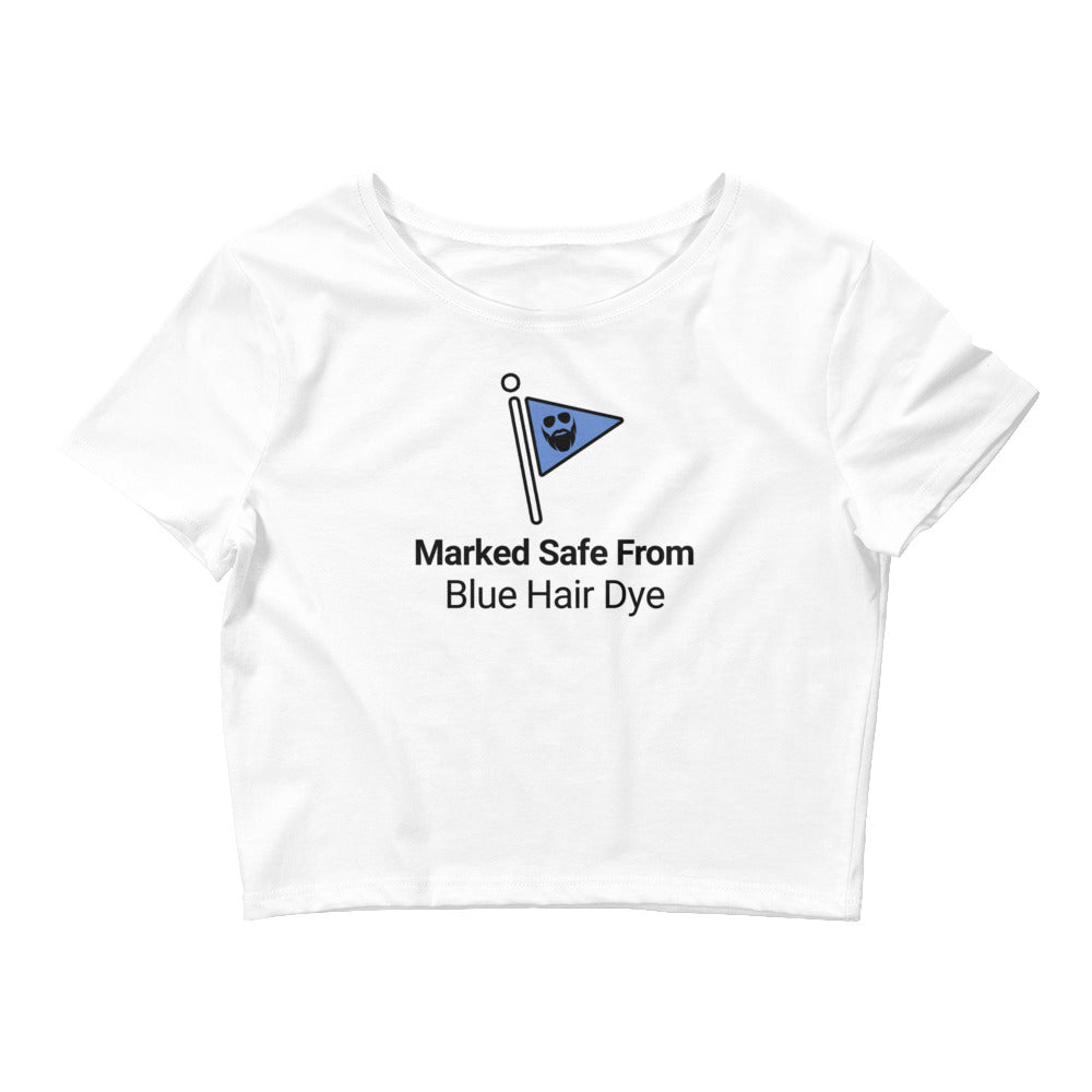 Marked Safe From Blue Hair Dye Women’s Crop Tee