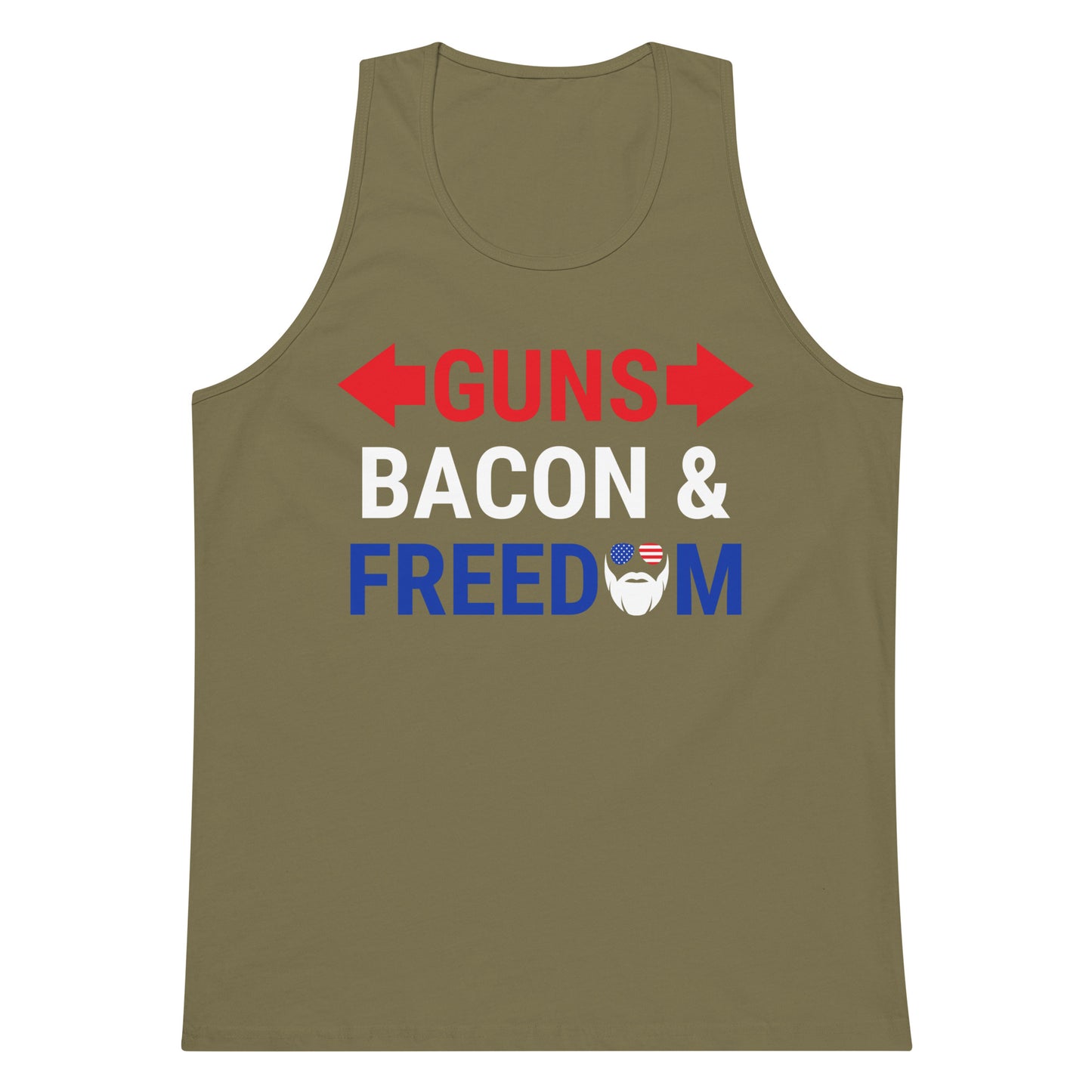 Guns, Bacon & Freedom (Text) Premium Tank Top