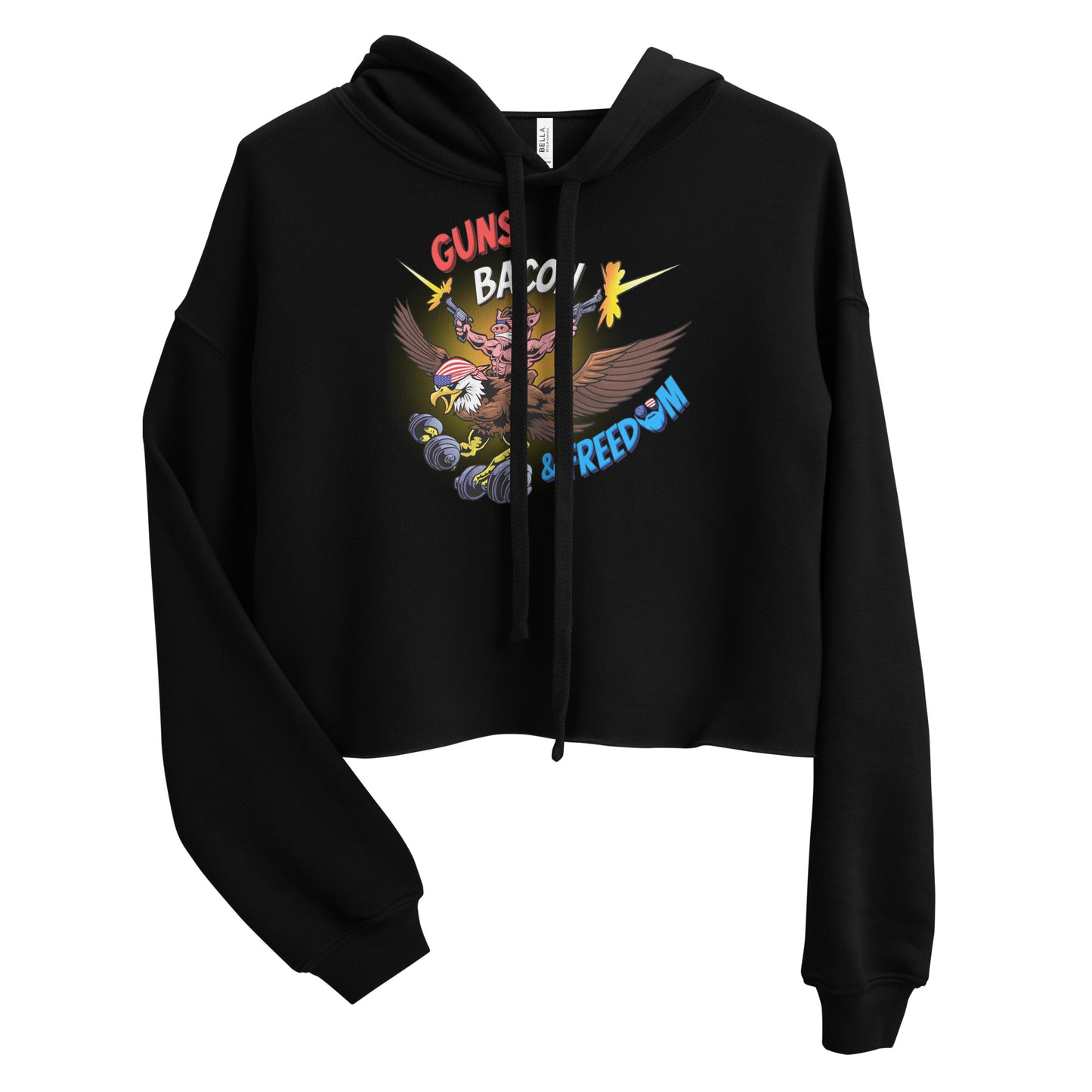 Guns, Bacon & Freedom (Image) Crop Hoodie