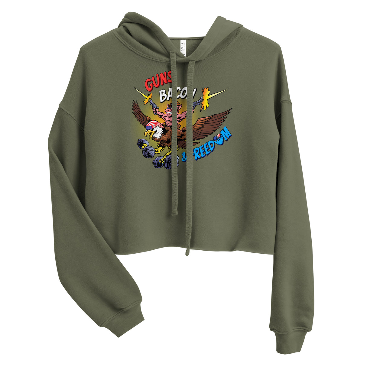 Guns, Bacon & Freedom (Image) Crop Hoodie