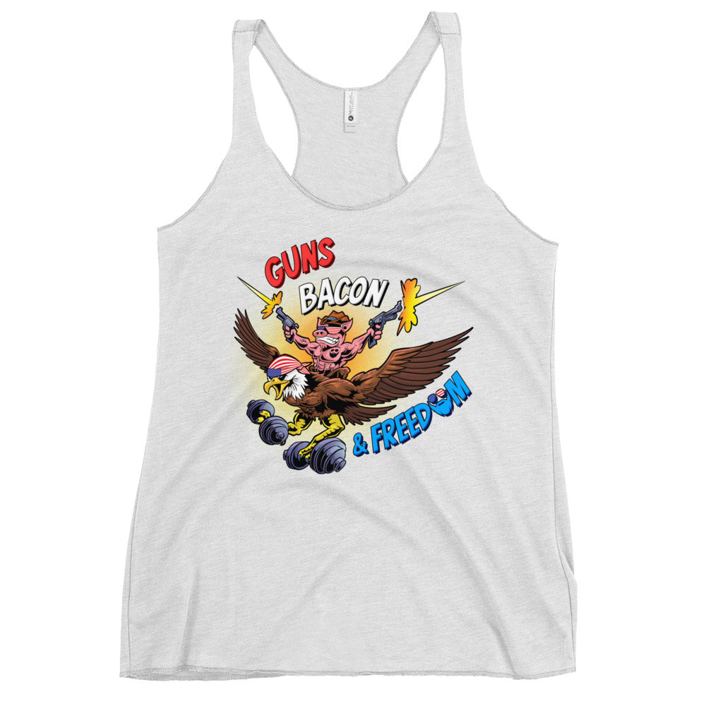 Guns, Bacon & Freedom (Image) Women's Racerback Tank