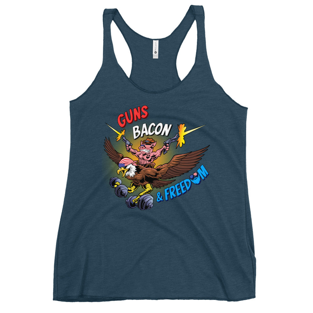 Guns, Bacon & Freedom (Image) Women's Racerback Tank