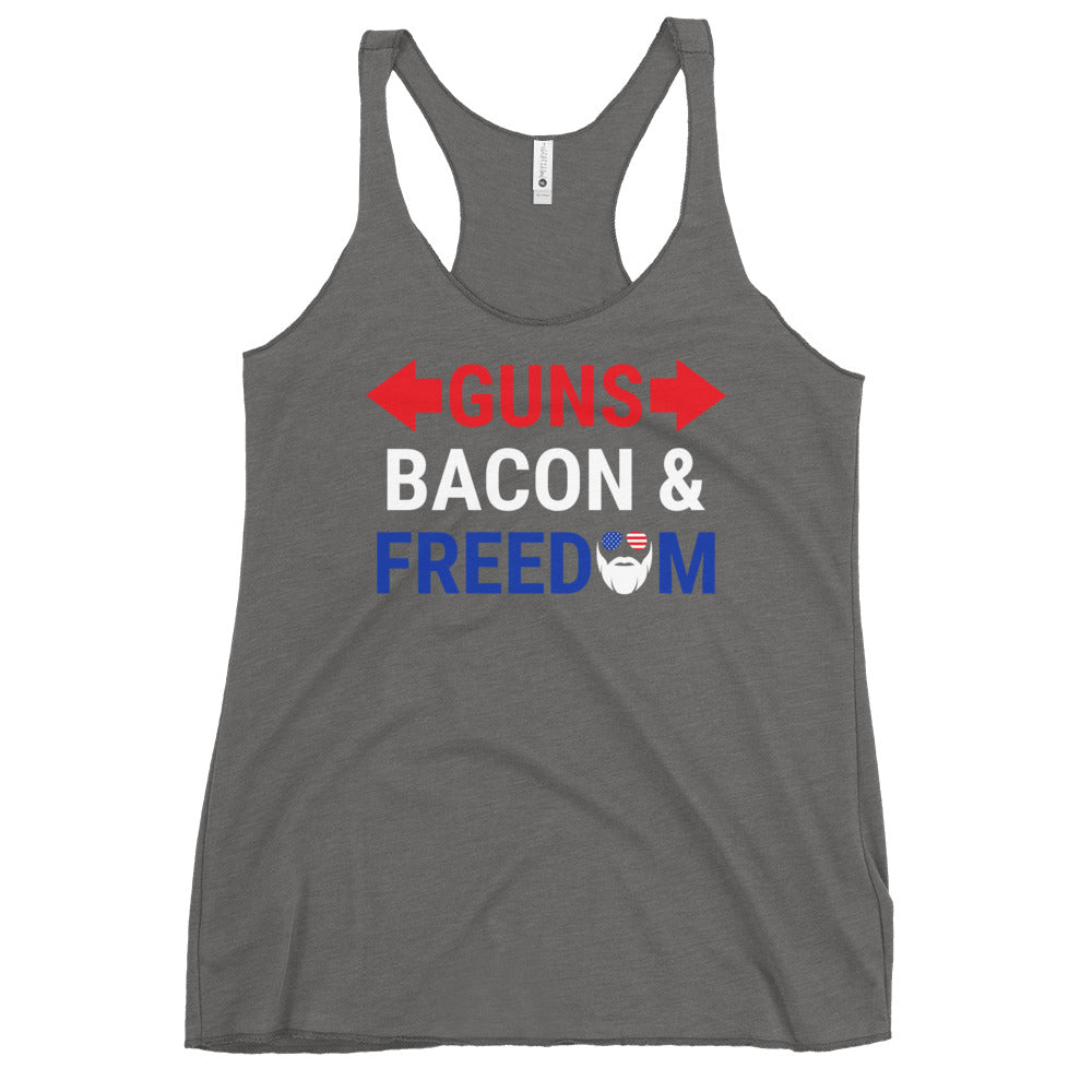 Guns, Bacon & Freedom (Text) Women's Racerback Tank