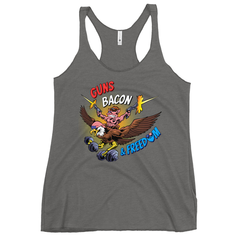 Guns, Bacon & Freedom (Image) Women's Racerback Tank