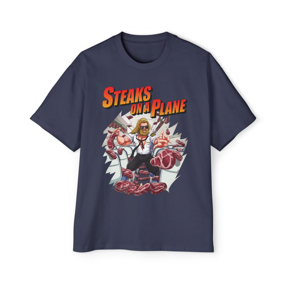 Steaks On a Plane Heavy Oversized Tee