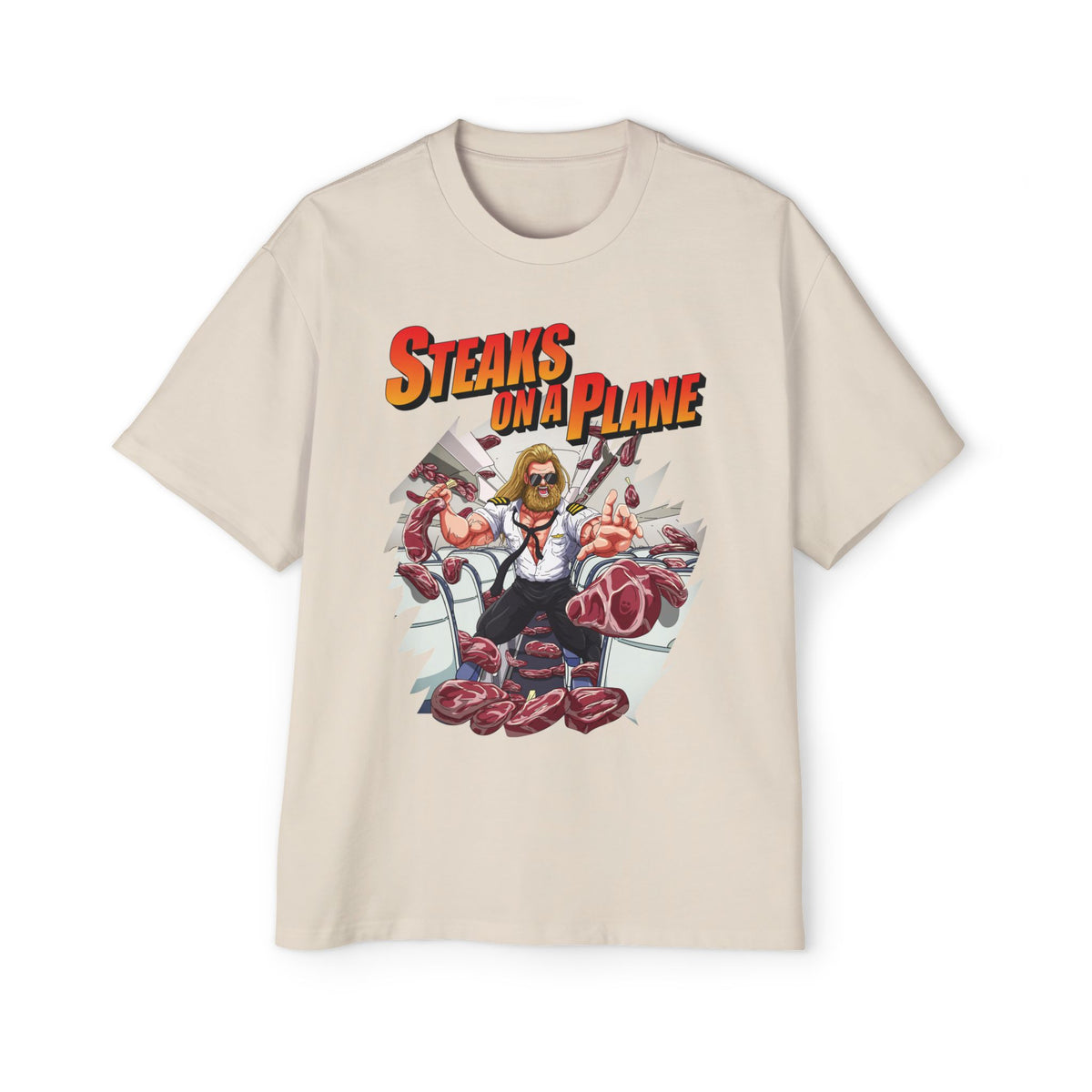 Steaks On a Plane Heavy Oversized Tee