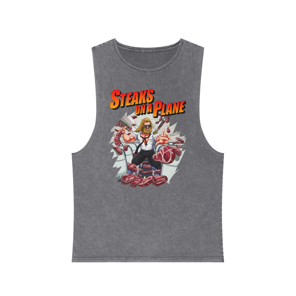 Steaks On a Plane Stonewash Tank Top