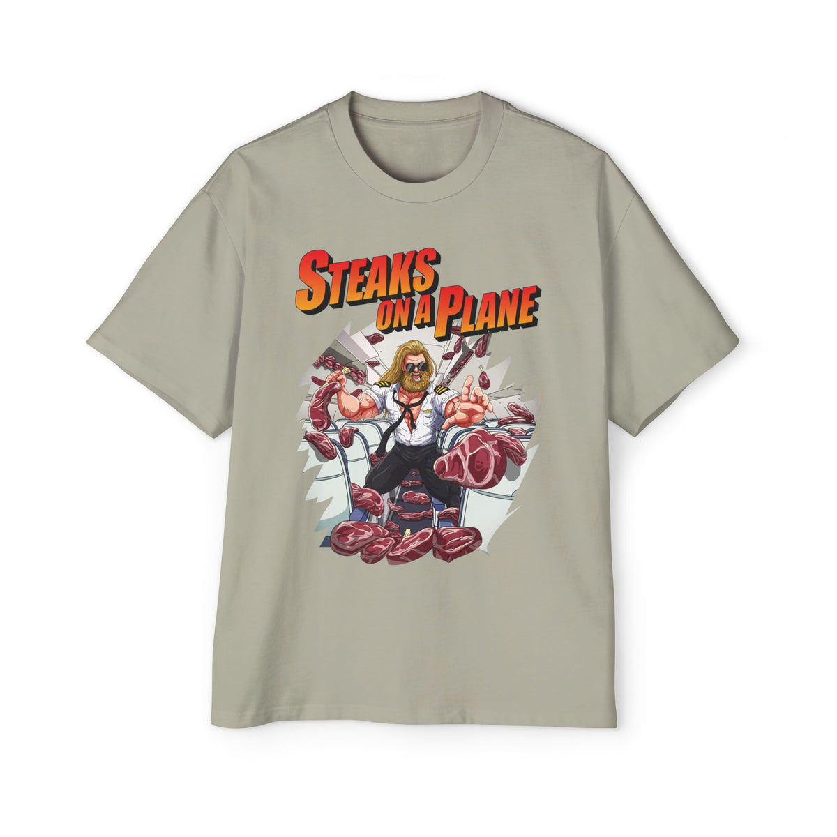 Steaks On a Plane Heavy Oversized Tee