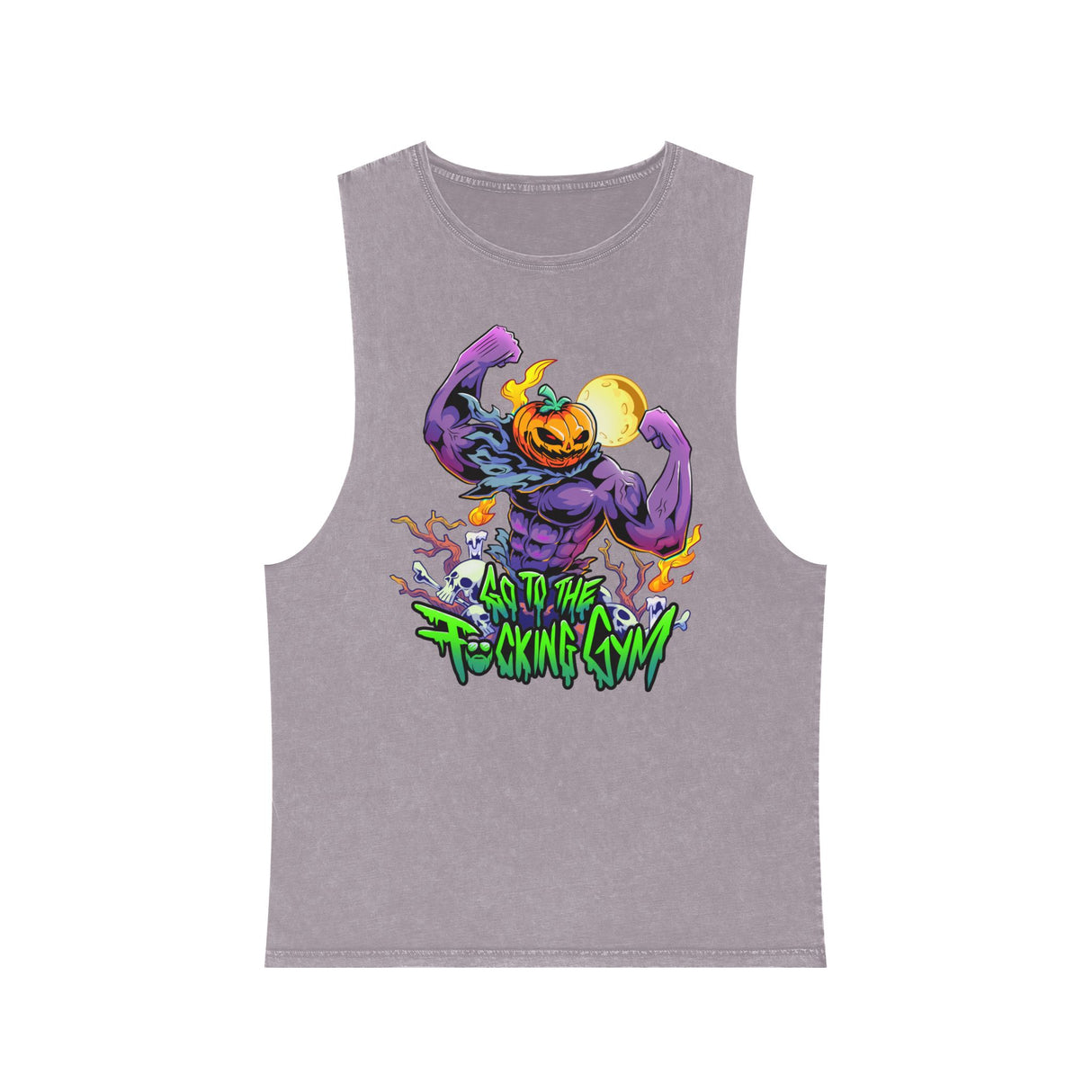 Go To The F*cking Gym Pumpkin Head Stonewash Tank Top