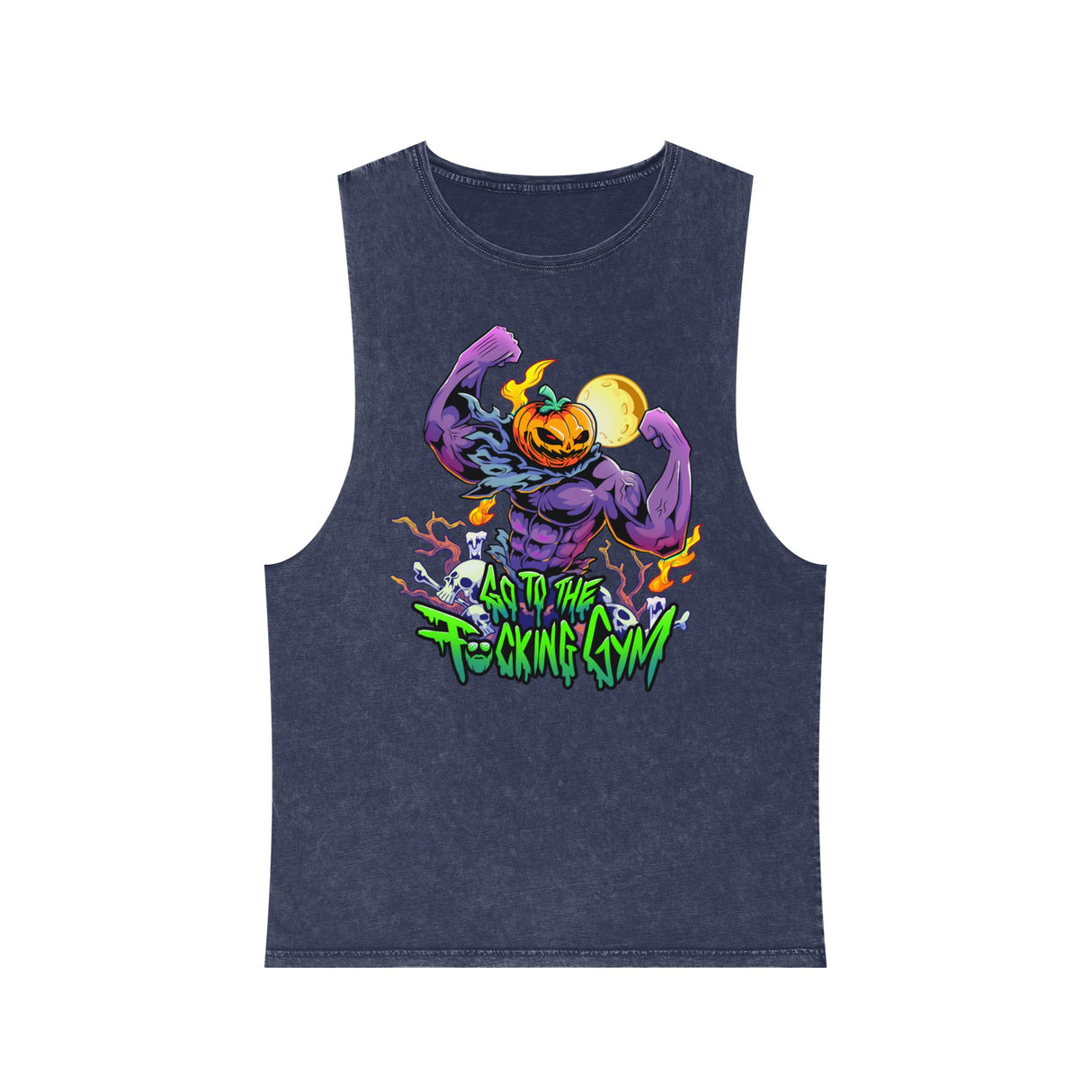 Go To The F*cking Gym Pumpkin Head Stonewash Tank Top