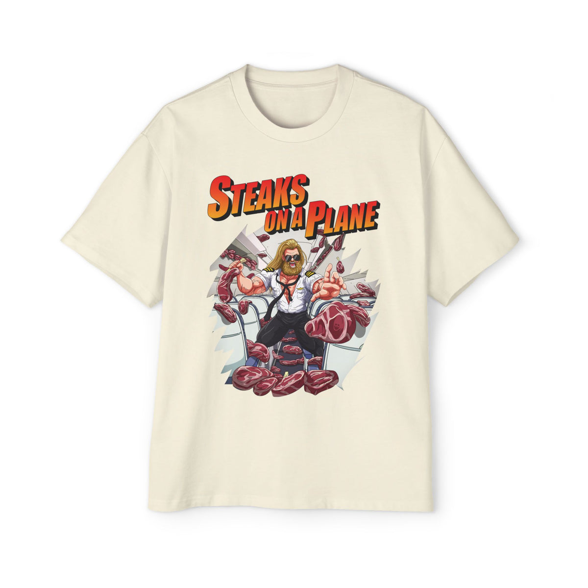 Steaks On a Plane Heavy Oversized Tee