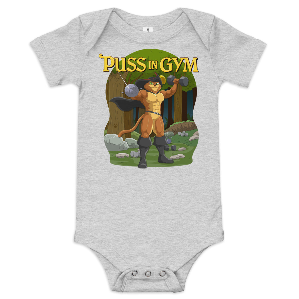 Puss In Gym Baby Onesie