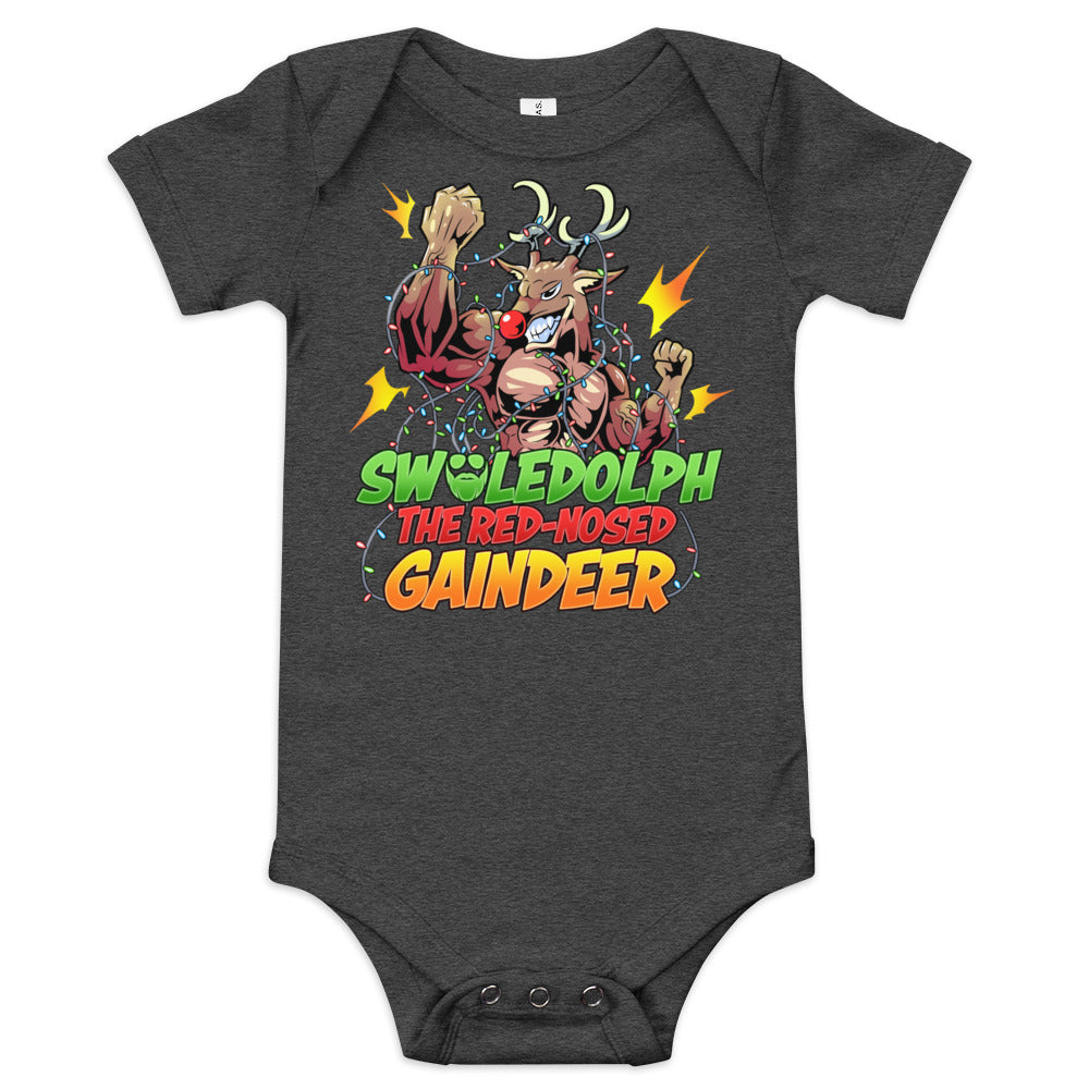 Swoledolph The Red-Nosed Gaindeer Baby Onesie