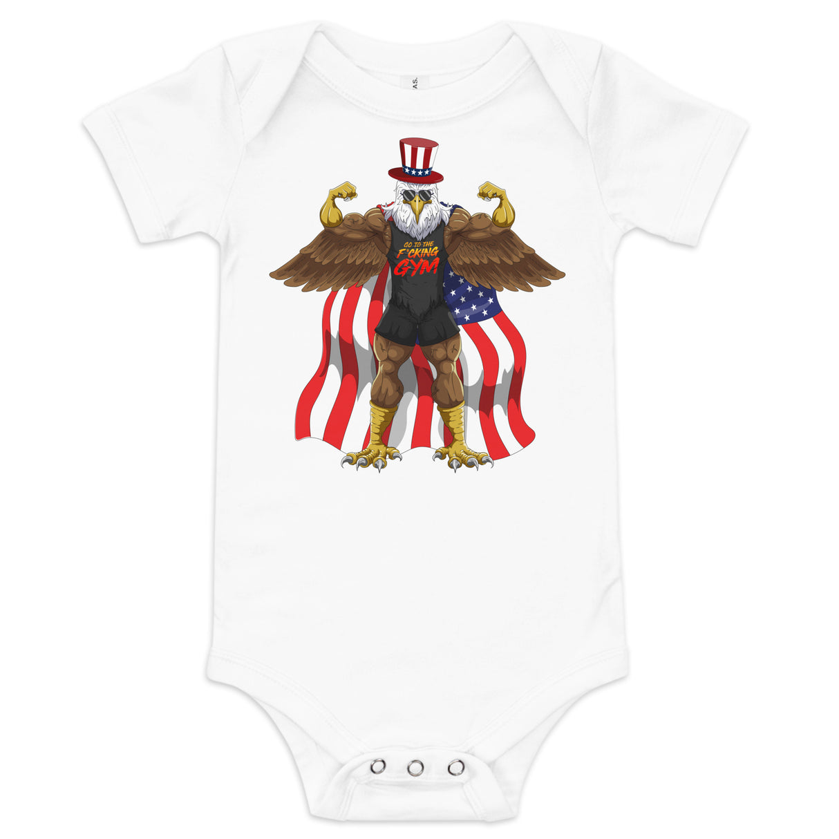 Flexing Bald Eagle Baby Onesie