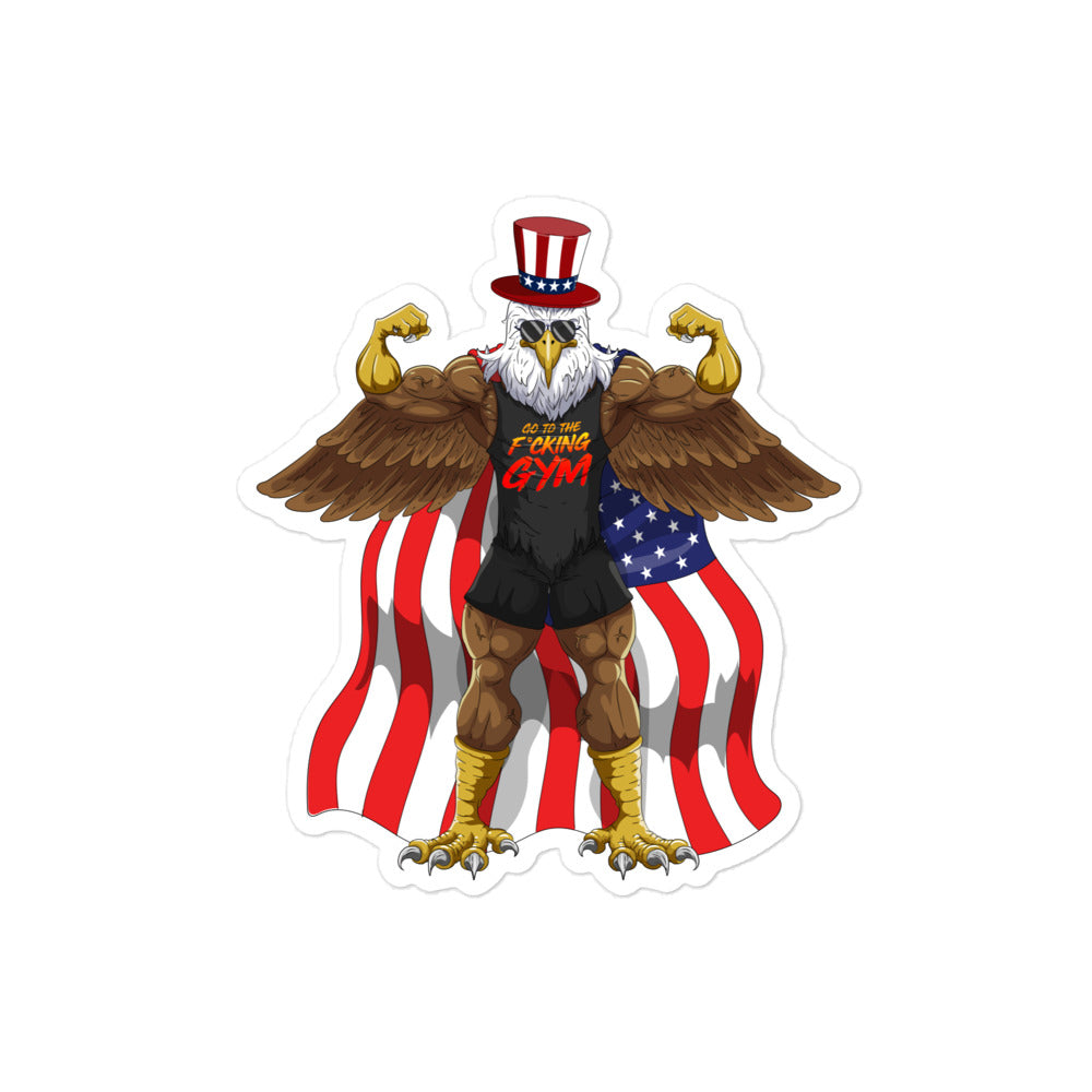 Flexing Bald Eagle Sticker