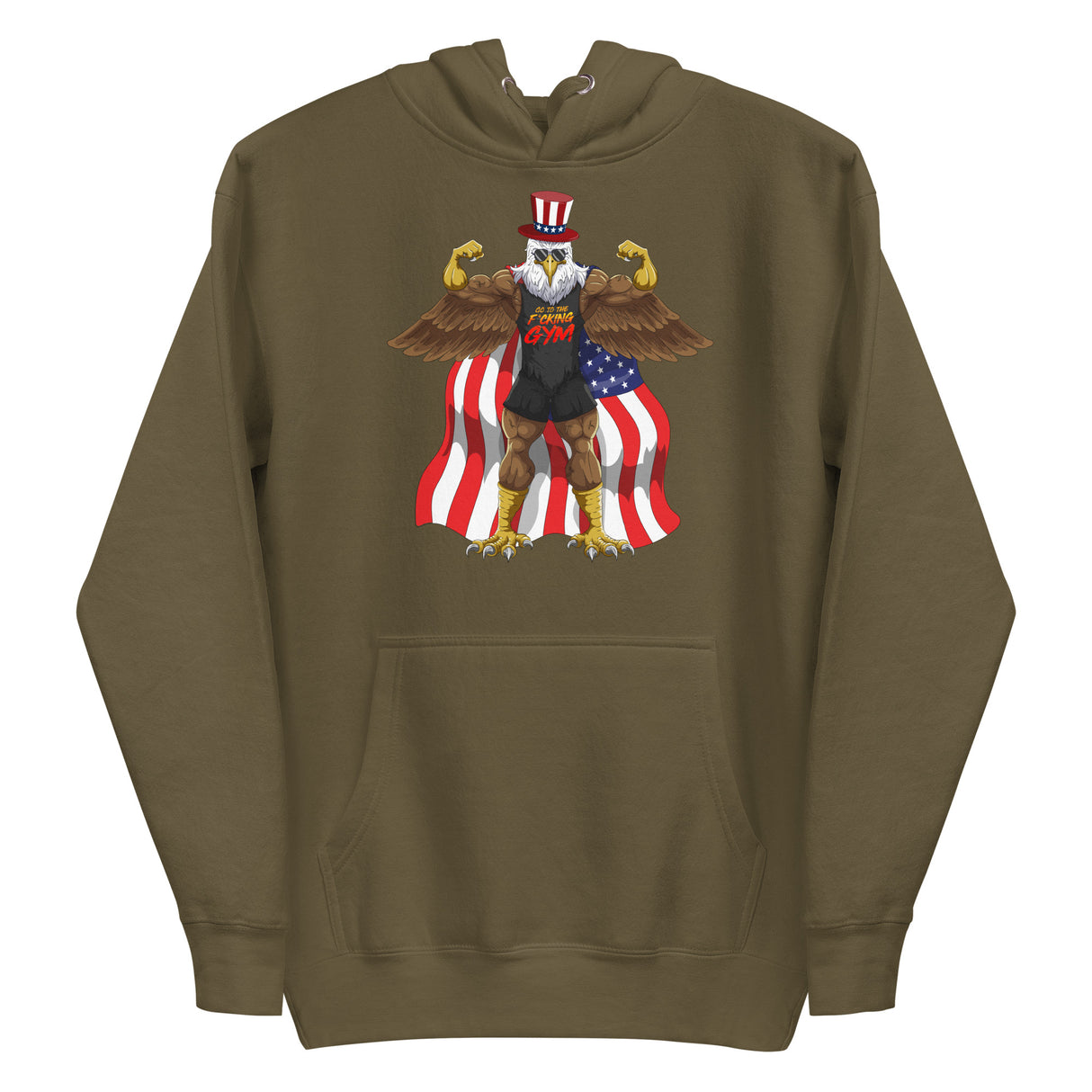 Flexing Bald Eagle Premium Hoodie