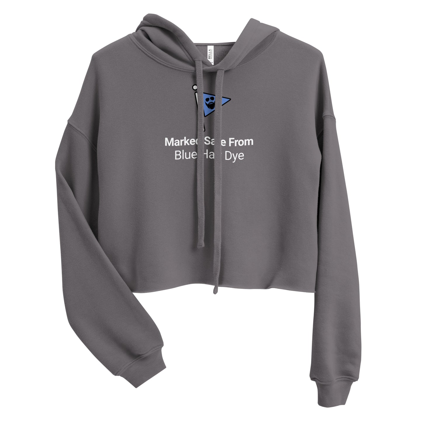 Marked Safe From Blue Hair Dye Crop Hoodie