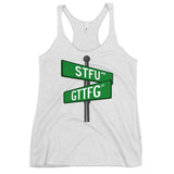 Corner of STFU and GTTFG Women's Racerback Tank