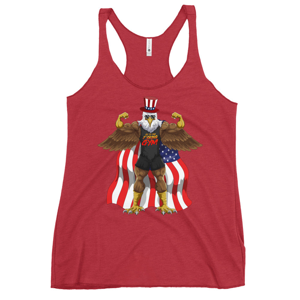 Flexing Bald Eagle Women's Racerback Tank