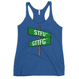 Corner of STFU and GTTFG Women's Racerback Tank