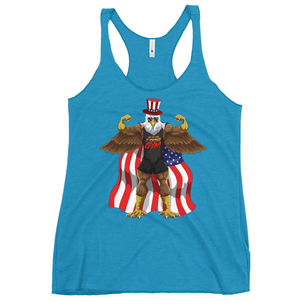 Flexing Bald Eagle Women's Racerback Tank