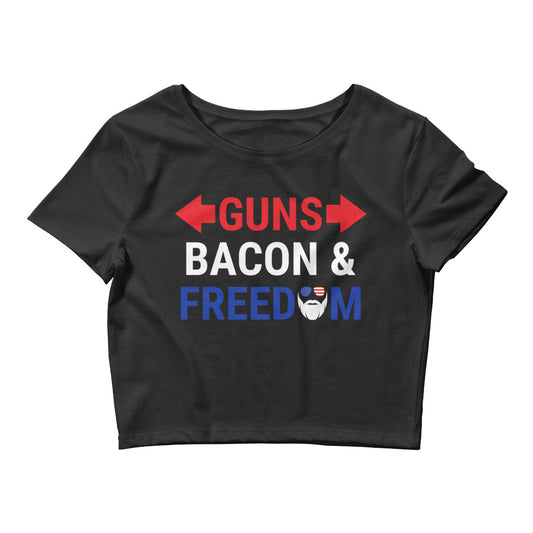 Guns, Bacon & Freedom (Text) Women’s Crop Tee