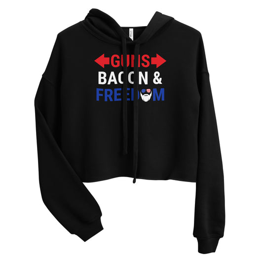 Guns, Bacon & Freedom (Text) Crop Hoodie
